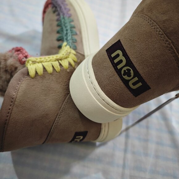 Mou Rainbow Crochet Stitched Ankle Boots - Picture 8 of 8